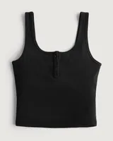 Ribbed Scoop Henley Tank