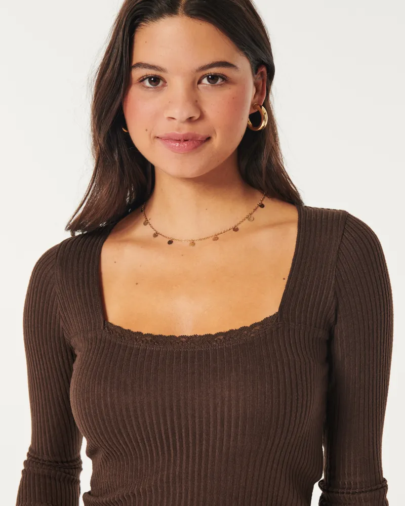 Hollister Flowy Top, Square Neck Top