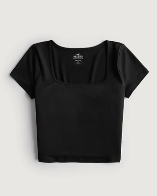 Seamless Fabric Square-Neck Baby Tee