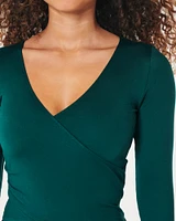 Long-Sleeve Seamless Fabric Wrap Top