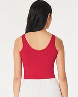 Ribbed Crop Scoop V-Neck Tank