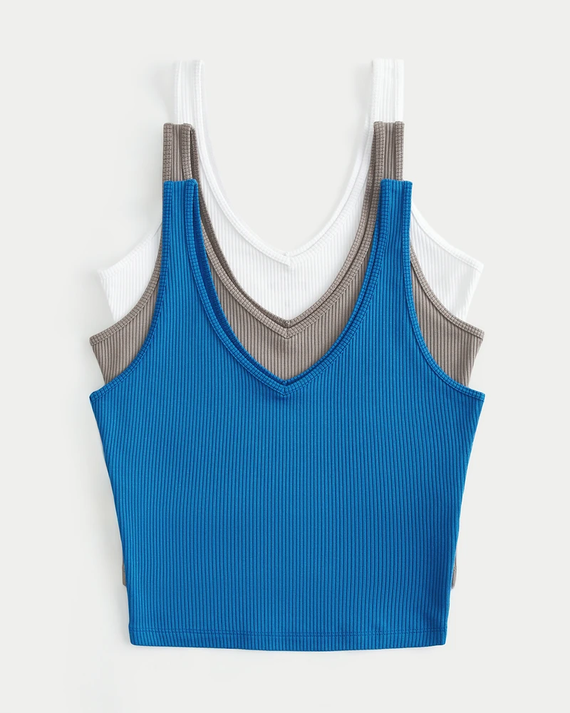 Ribbed Seamless Fabric V-Neck Tank