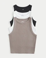 Ribbed High-Neck Tank 3-Pack