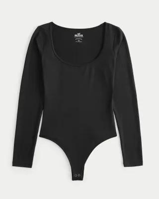Long-Sleeve Seamless Fabric Scoop Bodysuit