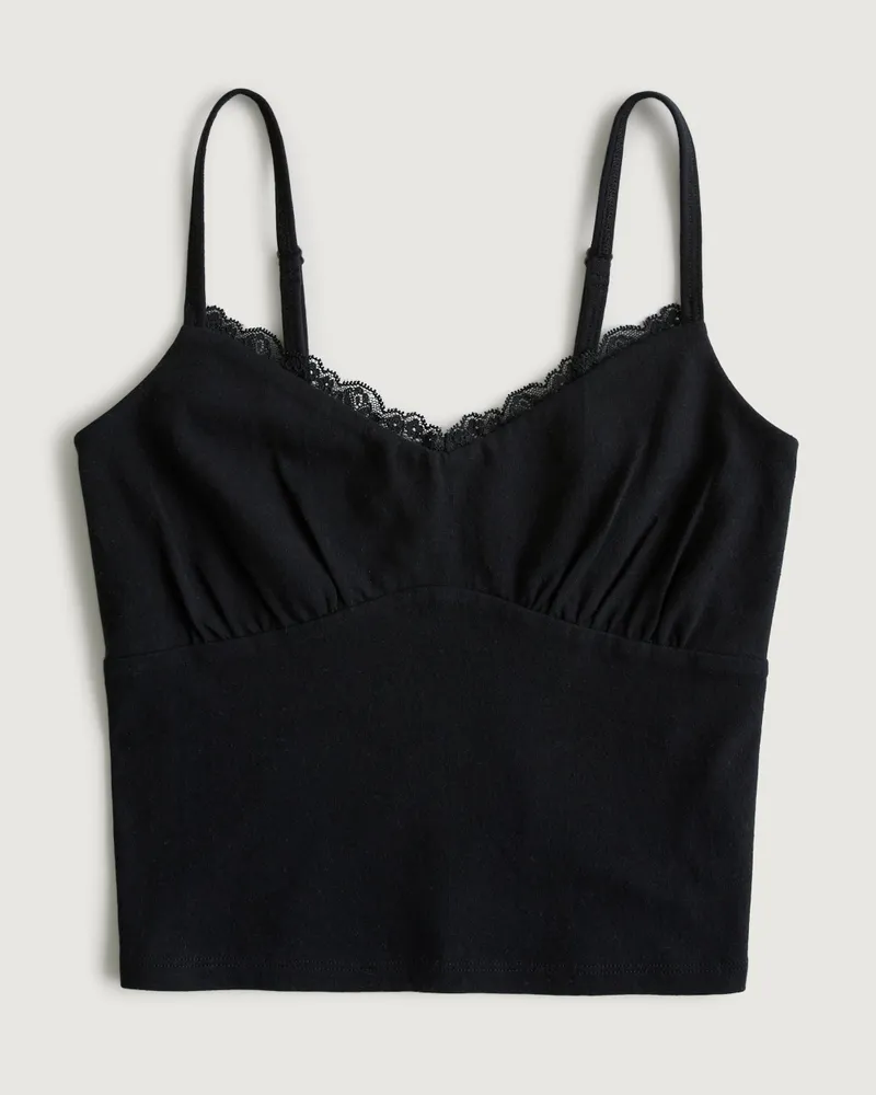 Hollister Lace Trim Shirred Bust Cami
