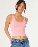 Soft Stretch Seamless Fabric Crop V-Neck Tank