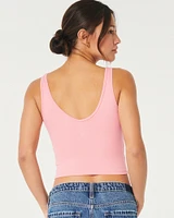 Soft Stretch Seamless Fabric Crop V-Neck Tank