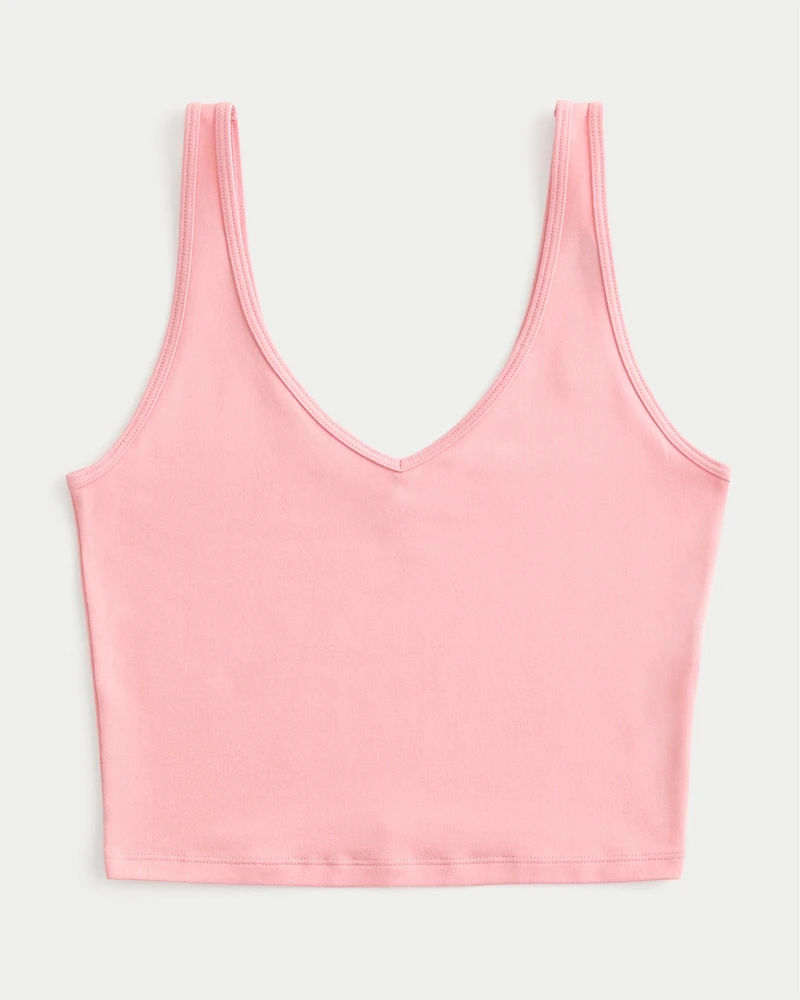 Soft Stretch Seamless Fabric Crop V-Neck Tank