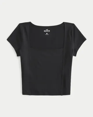Seamed Square-Neck T-Shirt