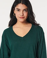 Easy Cozy Ribbed V-Neck Top