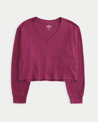 Easy Cozy Ribbed V-Neck Top