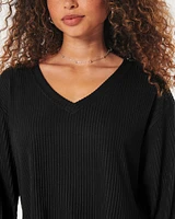 Easy Cozy Ribbed V-Neck Top