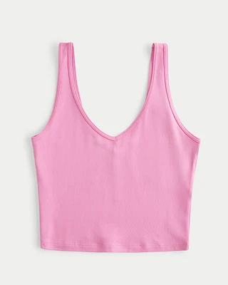 Soft Stretch Seamless Fabric Crop V-Neck Tank