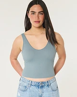 Ribbed Seamless Fabric V-Neck Tank