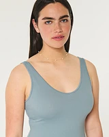 Ribbed Seamless Fabric V-Neck Tank