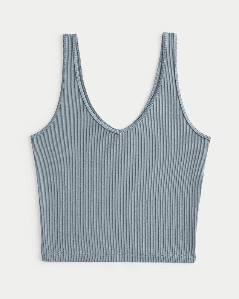 Ribbed Seamless Fabric V-Neck Tank