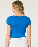 Ribbed Seamless Fabric Square-Neck Top