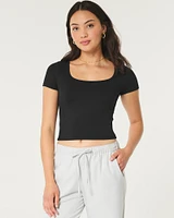 Ribbed Seamless Fabric Square-Neck Top