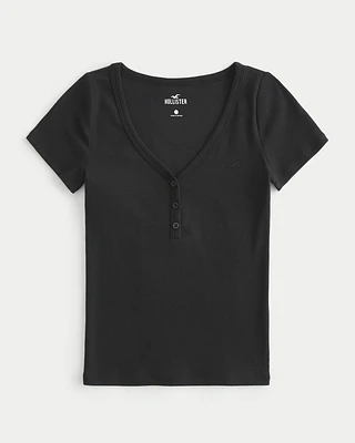 Ribbed Short-Sleeve Icon Henley