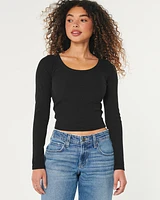 Soft Stretch Ribbed Seamless Fabric Scoop Top