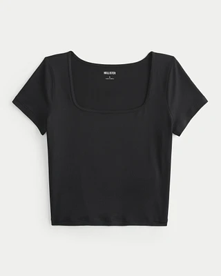 Seamless Fabric Square-Neck Baby Tee