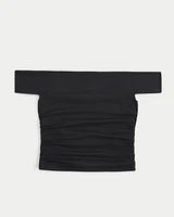 Soft Stretch Seamless Fabric Ruched Off-the-Shoulder Top