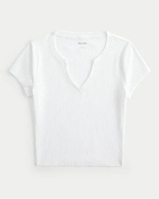 Ribbed Seamless Fabric Notch Neck Baby Tee