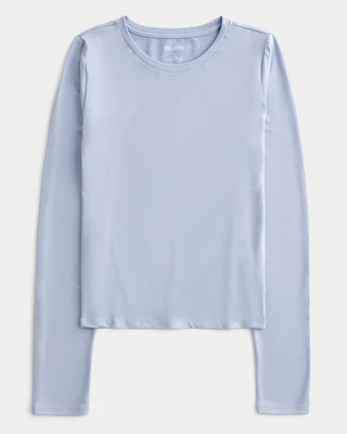 Soft Stretch Seamless Fabric Long-Sleeve Crew Top