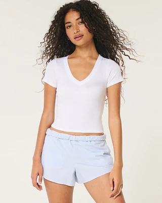 Cotton Blend V-Neck Baby Tee