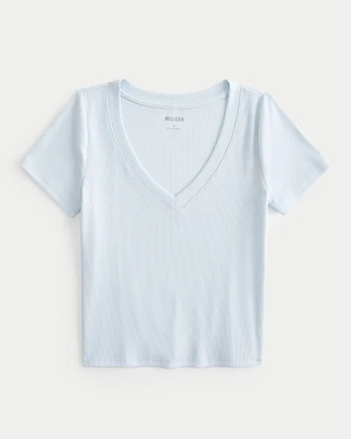 Cotton Blend V-Neck Baby Tee