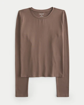 Soft Stretch Seamless Fabric Long-Sleeve Crew Top