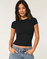 Ribbed Seamless Fabric Crew Top