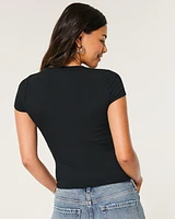 Ribbed Seamless Fabric Crew Top