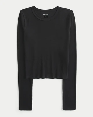 Ribbed Long-Sleeve Crew Top