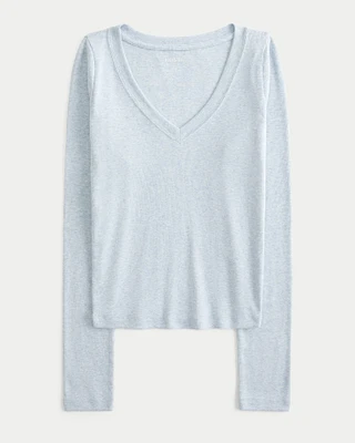 Long-Sleeve V-Neck Top