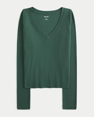 Long-Sleeve V-Neck Top