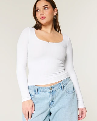 Pointelle Seamless Fabric Scoop Top