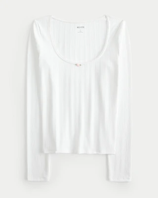 Pointelle Seamless Fabric Scoop Top