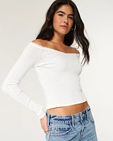 Pointelle Lace Trim Top