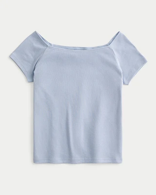 Short Sleeve Skimming Off-the-Shoulder Top