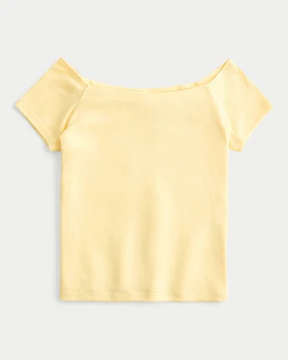 Short Sleeve Skimming Off-the-Shoulder Top