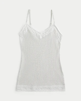 Ribbed Lace Trim Cami