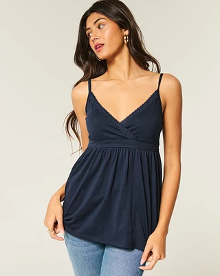 Lace Trim Babydoll Top
