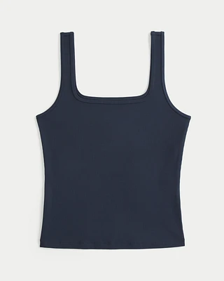 Ribbed Seamless Fabric Square-Neck Tank