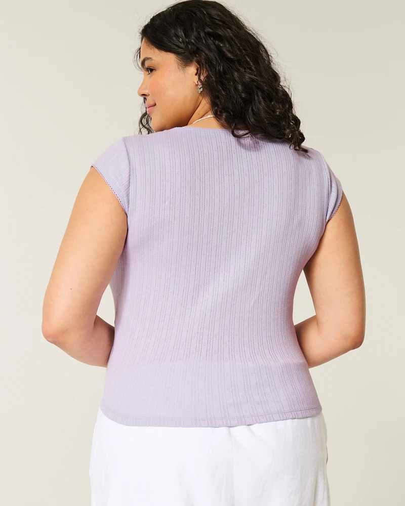 Pointelle Square-Neck Top