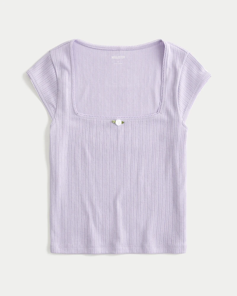 Pointelle Square-Neck Top