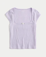 Pointelle Square-Neck Top
