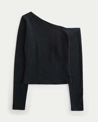 Long-Sleeve Asymmetrical Off-the-Shoulder Top