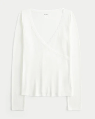 Long-Sleeve Wrap-Front Top