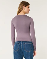 Seamless Fabric Long-Sleeve Crew Top